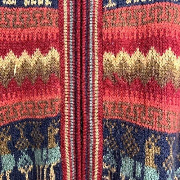 Arcohi's VTG 90s 100% Alpaca Wool Cardigan Sweater Lama Novelty Print Colorful - Picture 6 of 10